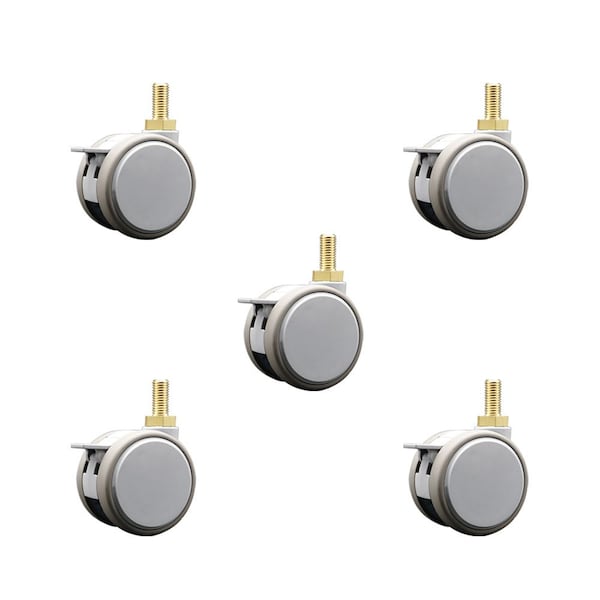 Service Caster 2.375 Inch MRI Safe Casters with Brakes, 12mm Threaded Stem, Set of 5, SCC, 5PK SCC-TS02S60-TPR-GRY-B-M12X22-MRI-5 - main